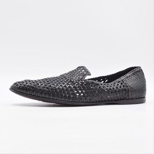 Dolce & Gabbana Black Woven Leather Loafers